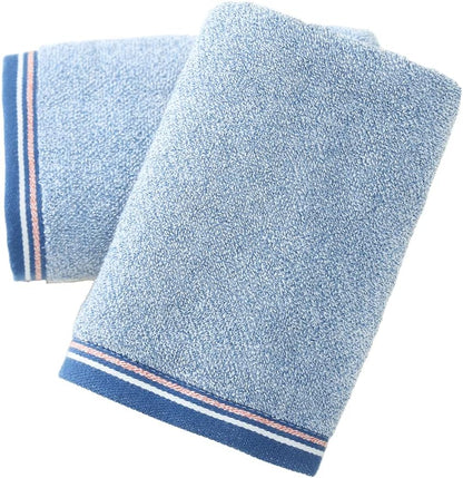 Striped Pattern Hand Towel Set of 2 100% Cotton Terry Soft Ultra Absorbent Decorative Hand Towels for Bathroom 13 x 29 Inch, Blue & Pink