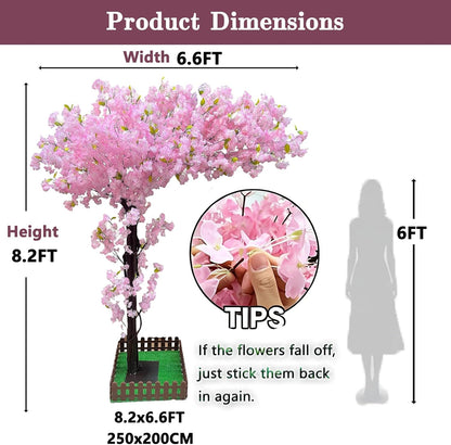 Large Artificial Cherry Blossom Trees 8.2ft,Pink Cherry Blossom Tree Artificial,Tall Faux Sakura Tree for Indoor Outdoor Wedding Garden Party Commercial Decoration Home Decor