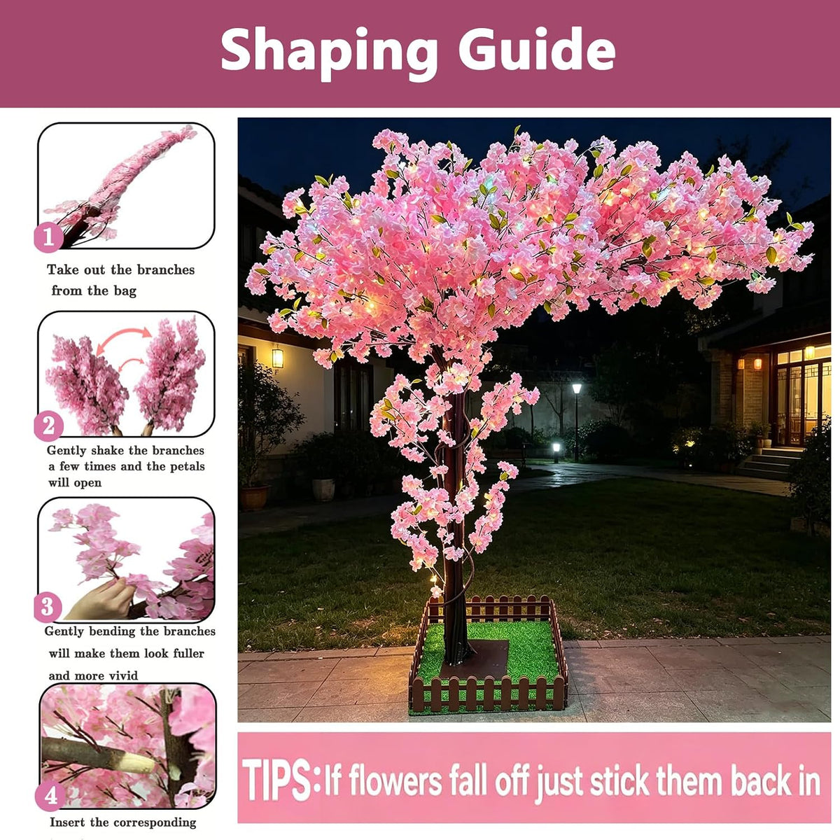 Large Artificial Cherry Blossom Trees 8.2ft,Pink Cherry Blossom Tree Artificial,Tall Faux Sakura Tree for Indoor Outdoor Wedding Garden Party Commercial Decoration Home Decor