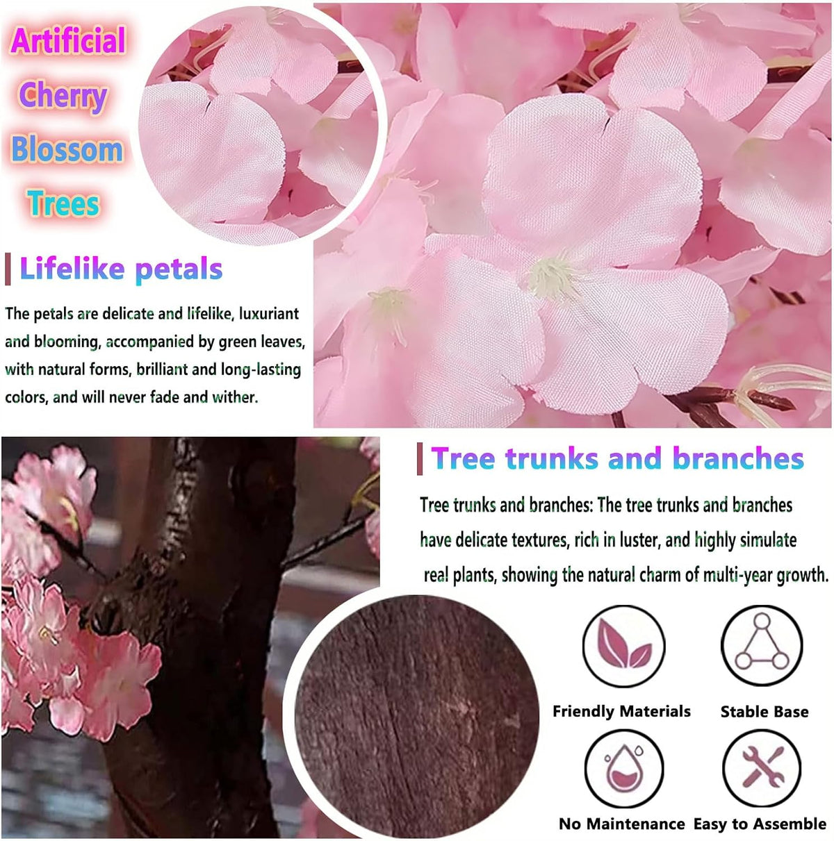 Large Artificial Cherry Blossom Trees 8.2ft,Pink Cherry Blossom Tree Artificial,Tall Faux Sakura Tree for Indoor Outdoor Wedding Garden Party Commercial Decoration Home Decor