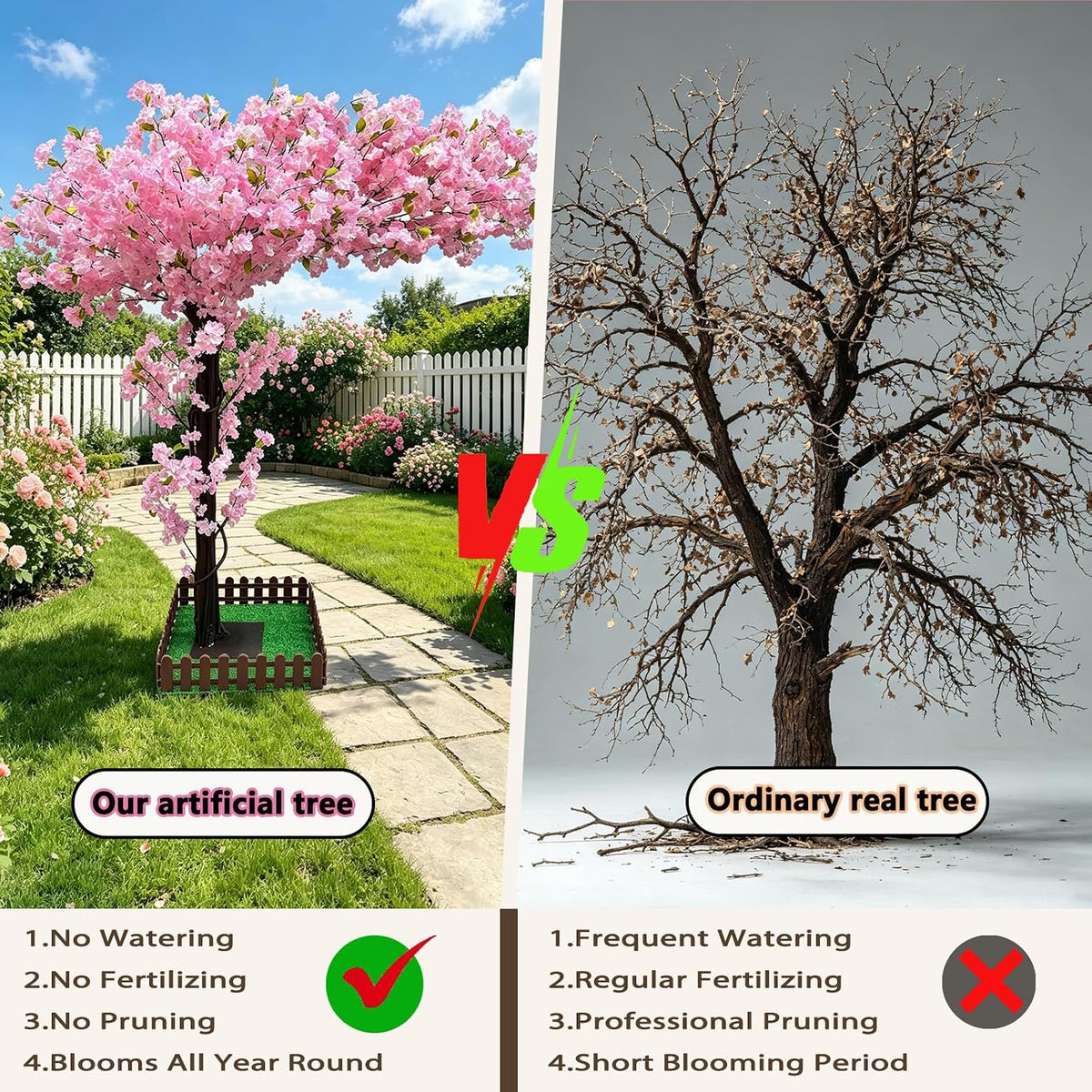Large Artificial Cherry Blossom Trees 8.2ft,Pink Cherry Blossom Tree Artificial,Tall Faux Sakura Tree for Indoor Outdoor Wedding Garden Party Commercial Decoration Home Decor