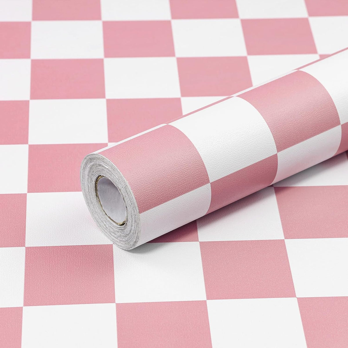 CAX Pink and White Contact Paper Mosaic Checkered Peel and Stick Wallpaper