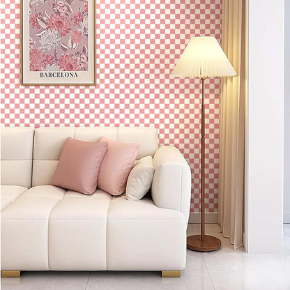 CAX Pink and White Contact Paper Mosaic Checkered Peel and Stick Wallpaper