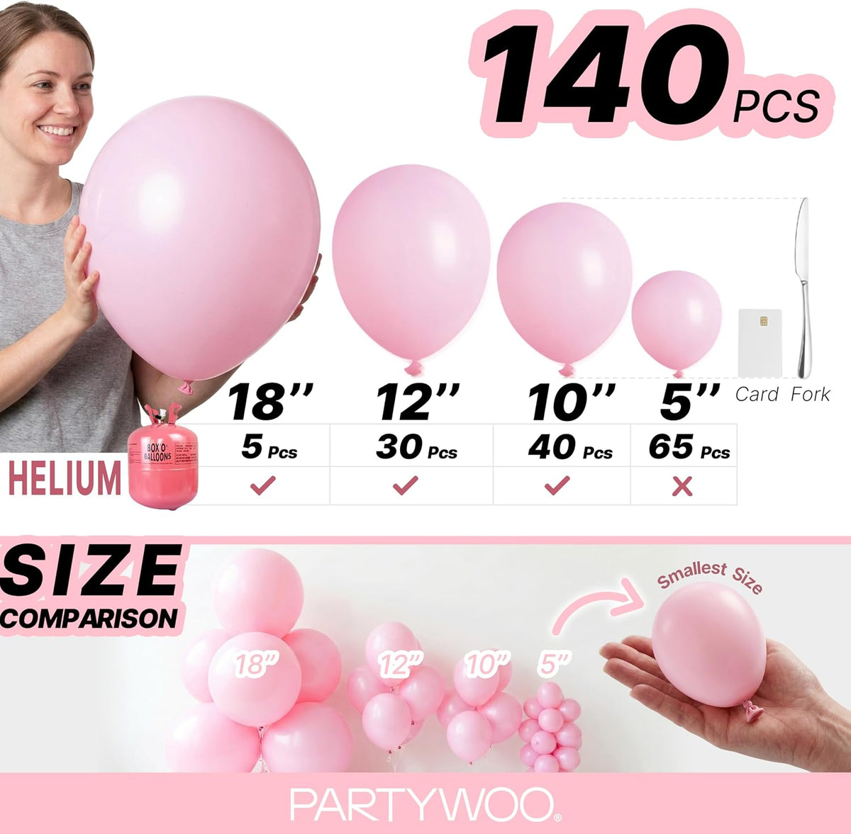 Baby Pink Balloons 140pcs Pastel Pale Pink Color Different Sizes