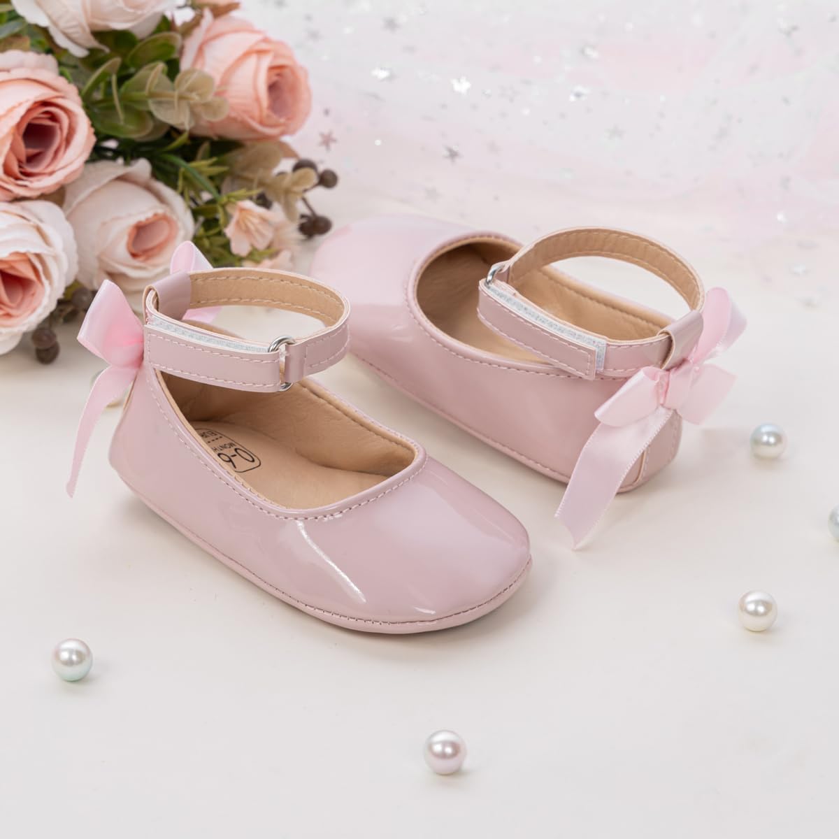 Infant Baby Girls Mary Jane Flats Non Slip Soft Sole Prewalker Princess Wedding Dress Shoes