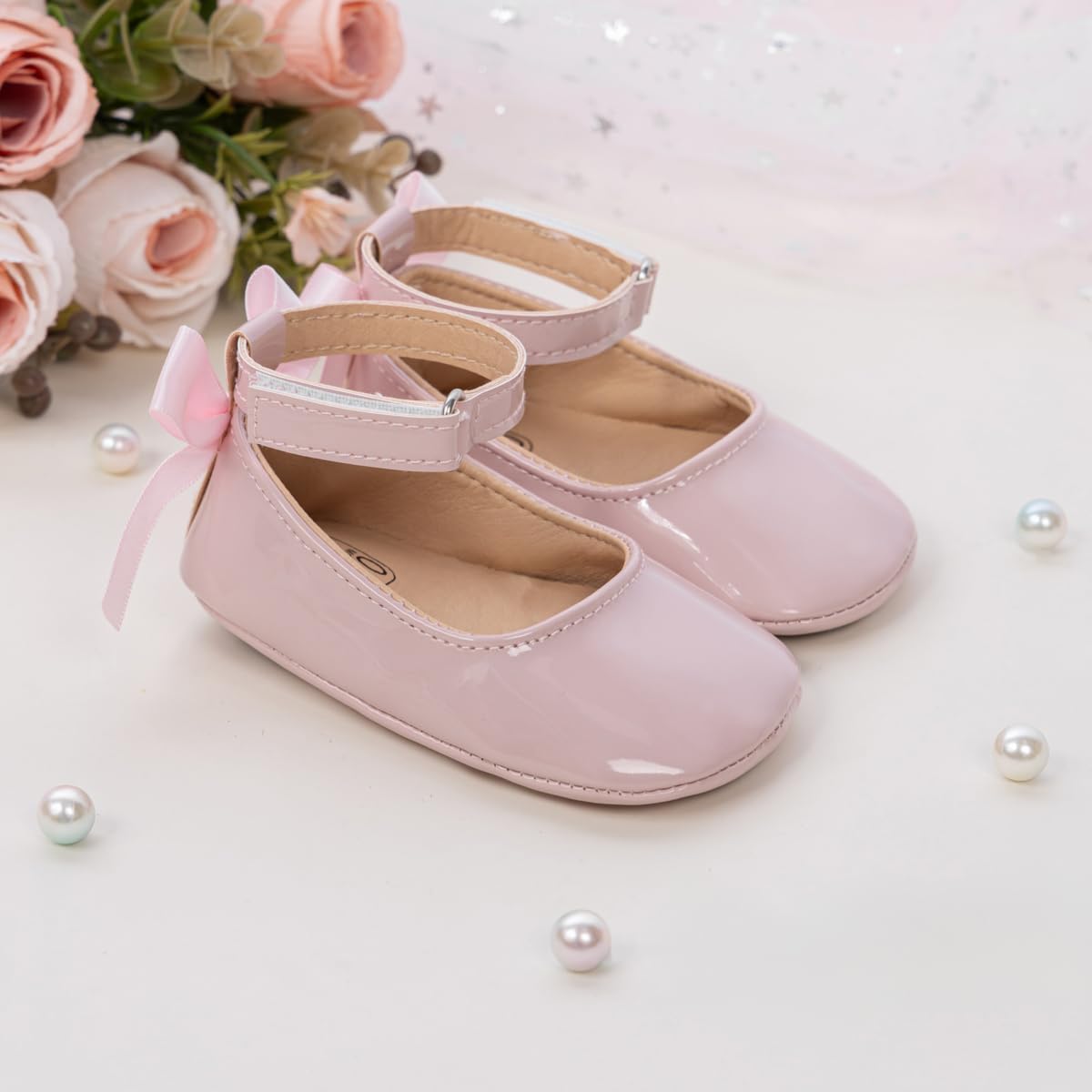 Infant Baby Girls Mary Jane Flats Non Slip Soft Sole Prewalker Princess Wedding Dress Shoes