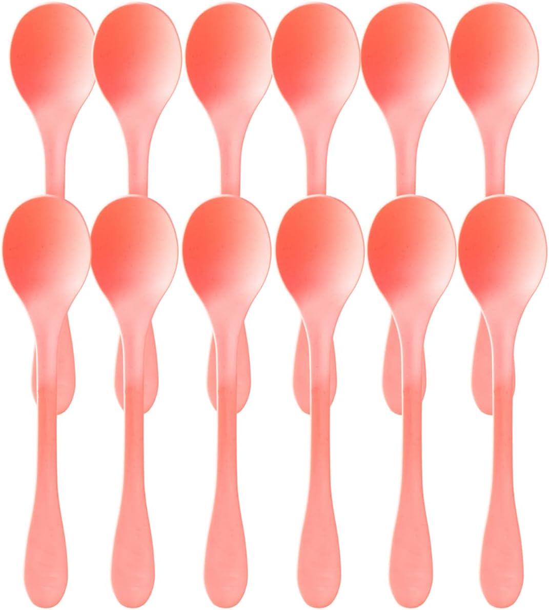 Eco Coral Reusable Spoons – 12 Pack | Reusable Plant Flatware Made from Bamboo & Sugarcane | Dishwasher-Safe | 6.75" Utensils