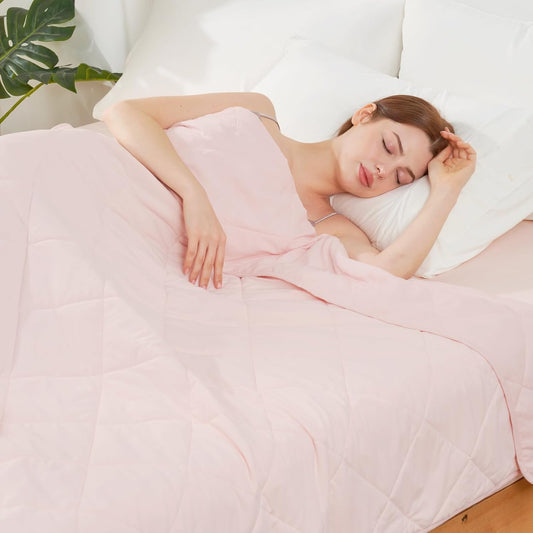 Cooling Throw Blanket for Hot Sleepers 50"x70", Q-Max 0.45 Cooling Comfort, Cold Blankets for Night Sweats Sleeping, Ultra-Cool Lightweight Breathable Summer Blanket for Couch Bed, Pink