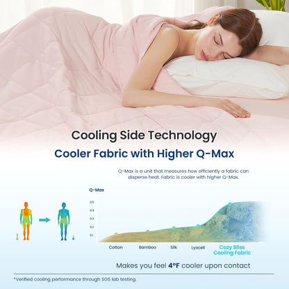 Cooling Throw Blanket for Hot Sleepers 50"x70", Q-Max 0.45 Cooling Comfort, Cold Blankets for Night Sweats Sleeping, Ultra-Cool Lightweight Breathable Summer Blanket for Couch Bed, Pink