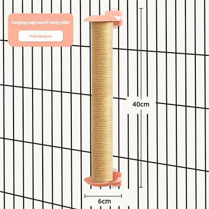 Natural Cat Scratcher with Rope Texture – Durable Sisal Scratch Board for Cats, Hanging on Cage, Non-Shedding Cat Claw Scratching Post (Pink,Medium)