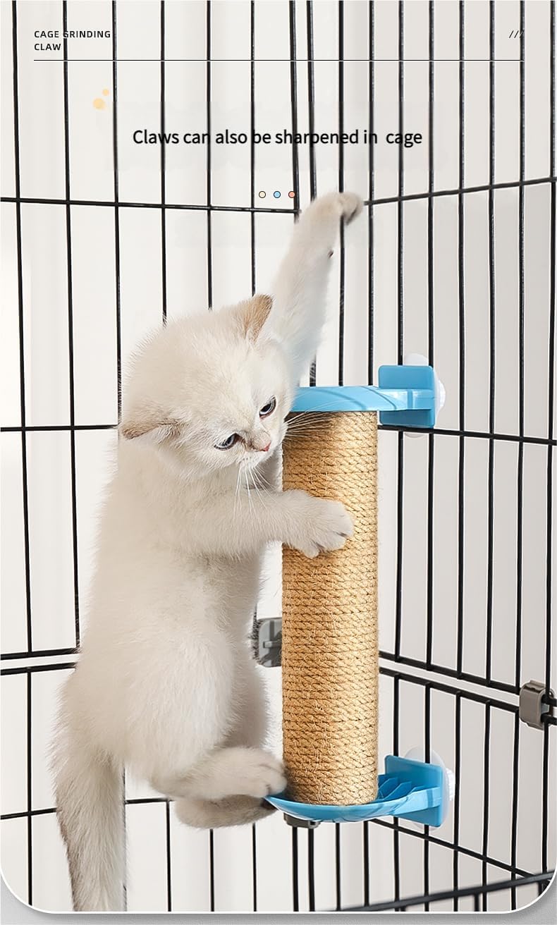 Natural Cat Scratcher with Rope Texture – Durable Sisal Scratch Board for Cats, Hanging on Cage, Non-Shedding Cat Claw Scratching Post (Pink,Medium)