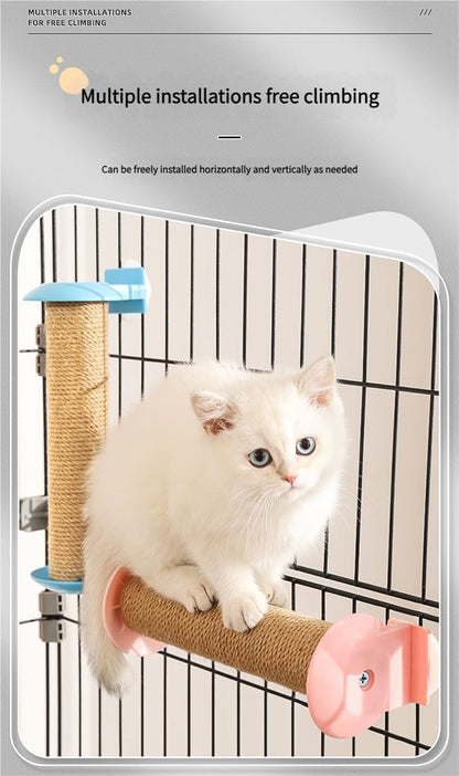 Natural Cat Scratcher with Rope Texture – Durable Sisal Scratch Board for Cats, Hanging on Cage, Non-Shedding Cat Claw Scratching Post (Pink,Medium)