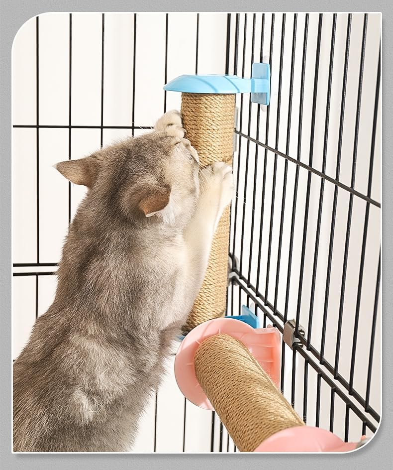 Natural Cat Scratcher with Rope Texture – Durable Sisal Scratch Board for Cats, Hanging on Cage, Non-Shedding Cat Claw Scratching Post (Pink,Medium)