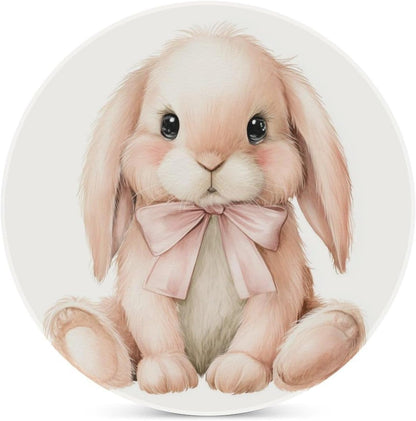 Watercolor Animal Light Pink Bunny Wearing Bow Coasters Set of 4 Absorbent Coasters