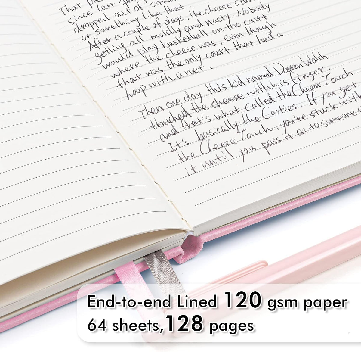 3 Pack Notebooks Journals Bulk, Hardcover Notebook Classic Ruled Lined Journals with Pen Holder for Women Girls School Business Supplies, with 3 Black Pens, 120 GSM, 5.1”x8.3”, A5, Rose Pink
