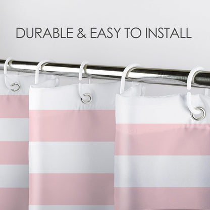 Pink Striped Shower Curtain Pink and White Bathroom Decor - Polyester Fabric 72x72 Inch with 12 Hooks, Modern Minimalist Stripe Bathroom Curtain Design for Bathtub/Shower