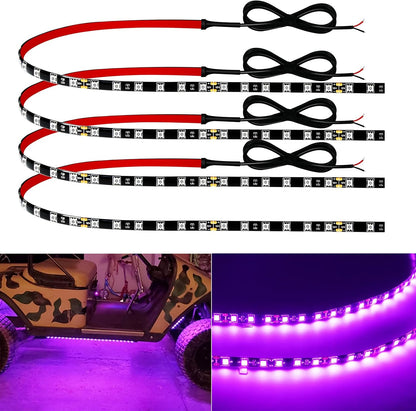 12V Led Light Strip Pink for Cars 24Inch Connectable 4Pack