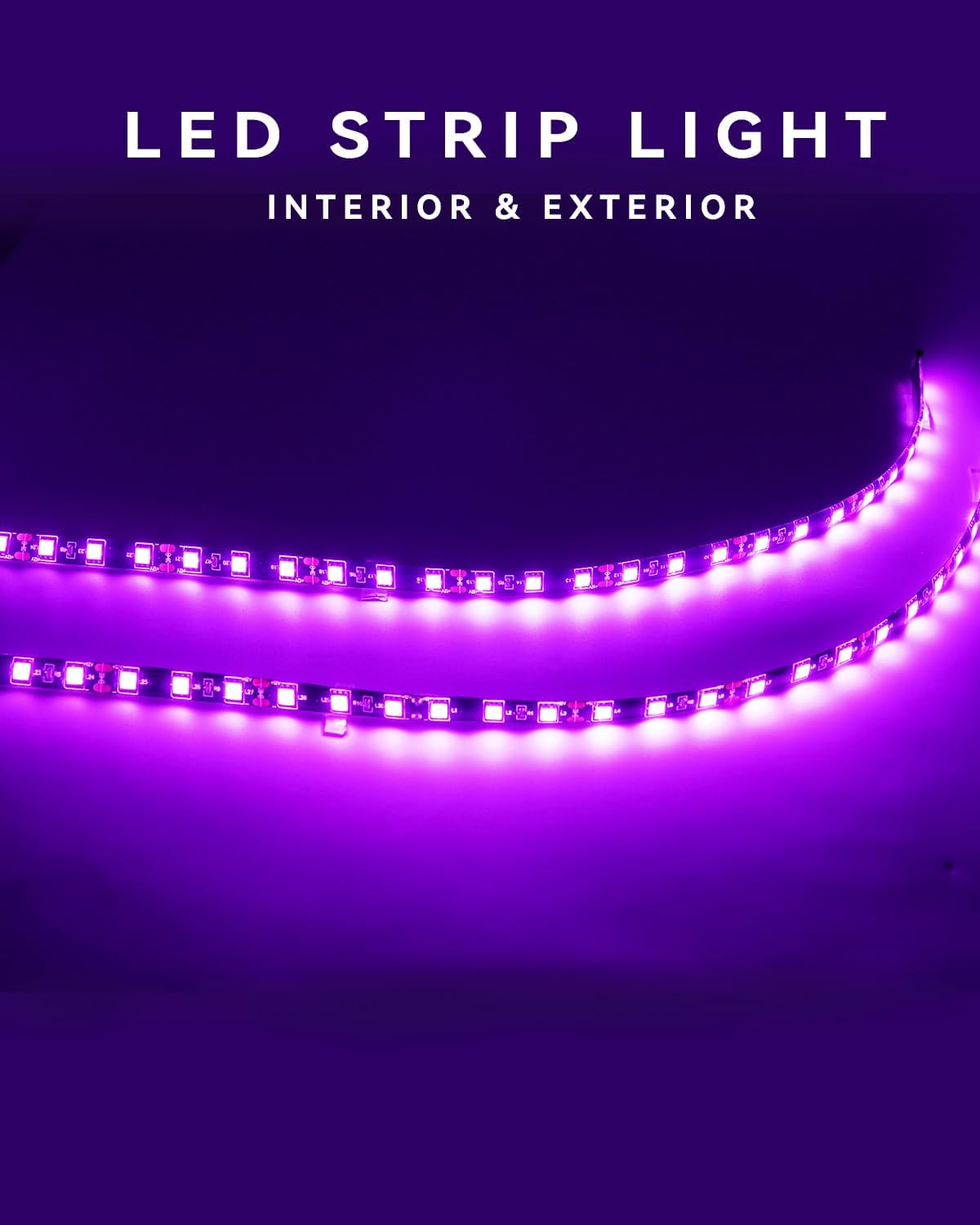 12V Led Light Strip Pink for Cars 24Inch Connectable 4Pack