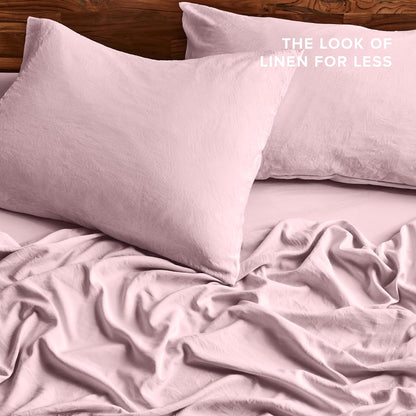 Washed Sheet Set 1800 Ultra-Soft (Queen, Dusty Pink)