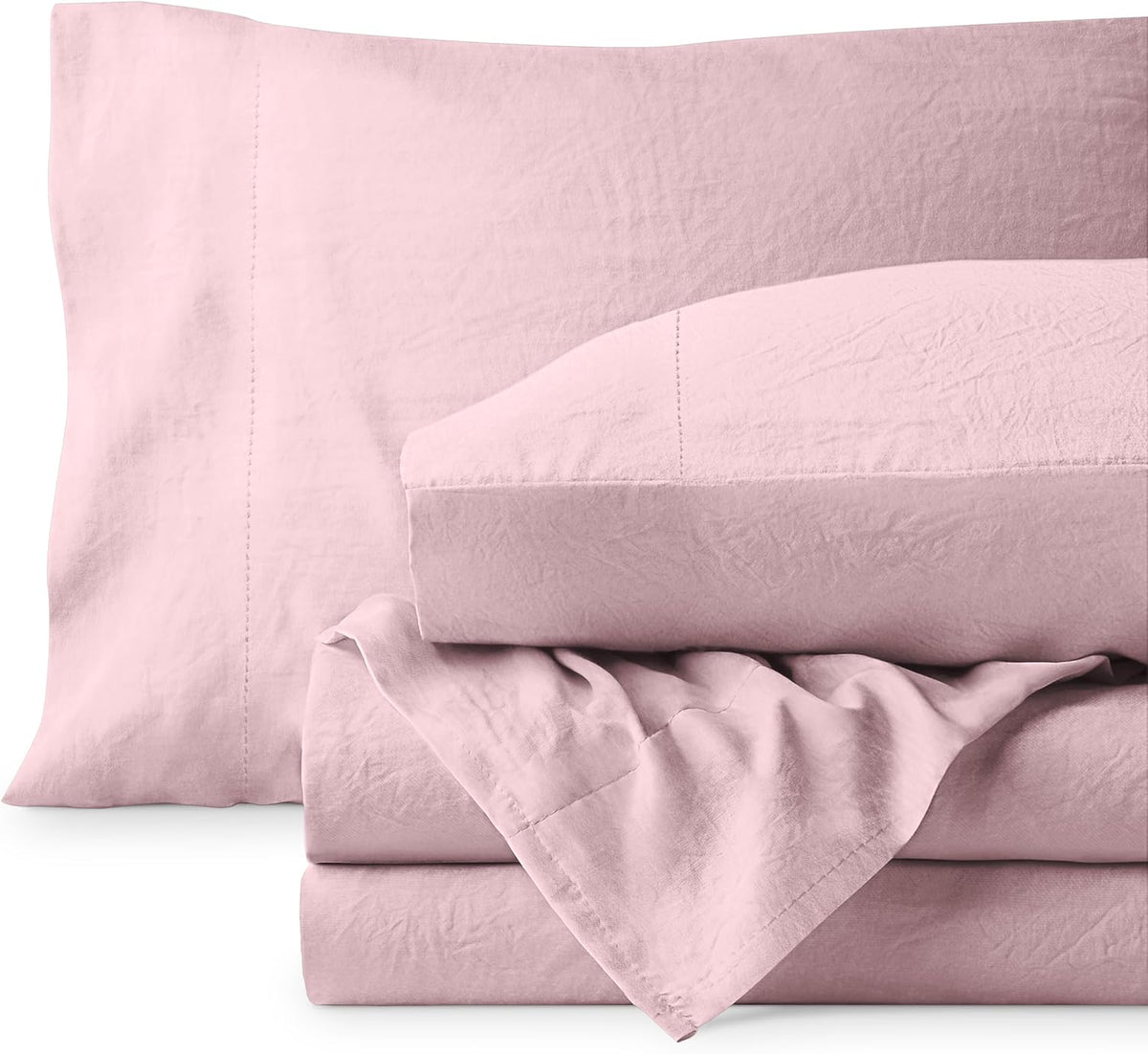 Washed Sheet Set 1800 Ultra-Soft (Queen, Dusty Pink)