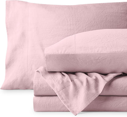 Washed Sheet Set 1800 Ultra-Soft (Queen, Dusty Pink)