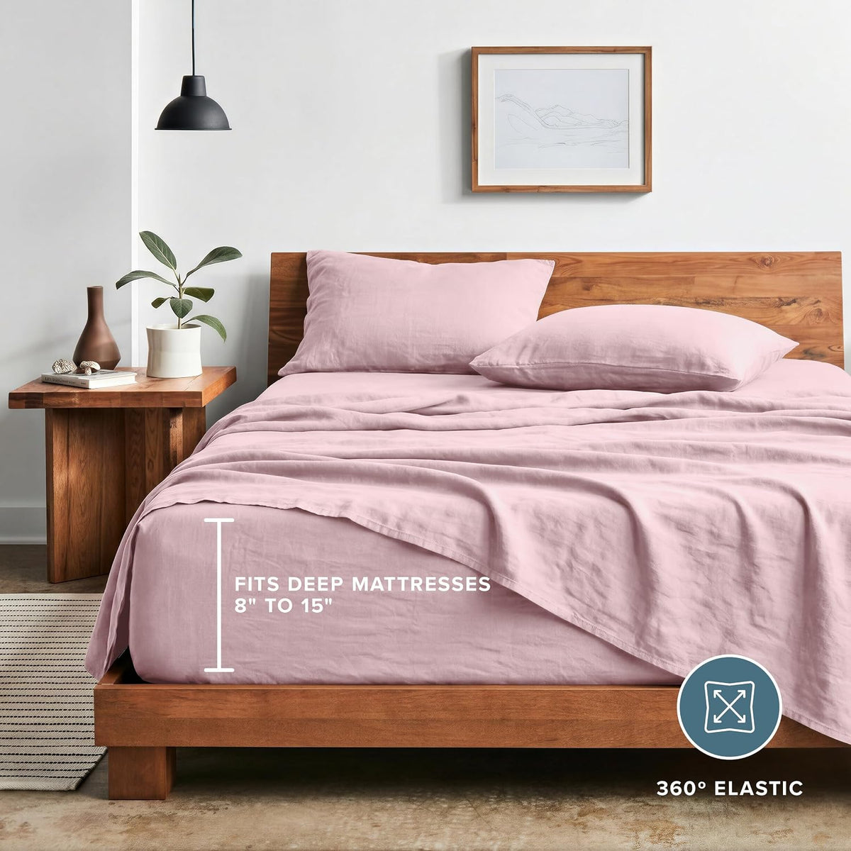 Washed Sheet Set 1800 Ultra-Soft (Queen, Dusty Pink)