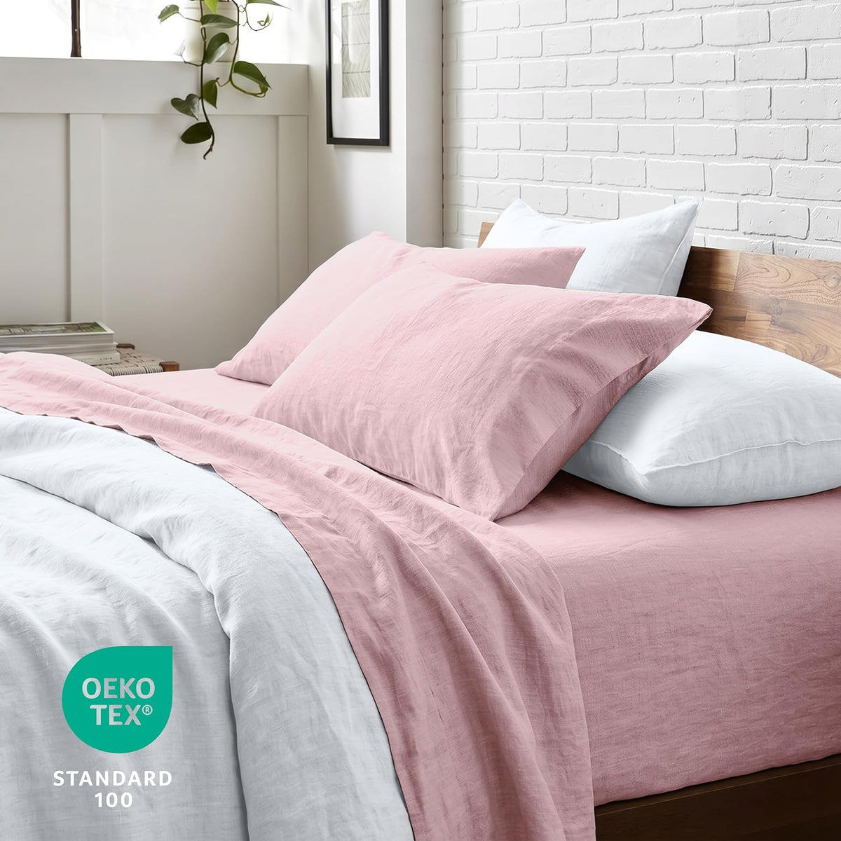 Washed Sheet Set 1800 Ultra-Soft (Queen, Dusty Pink)