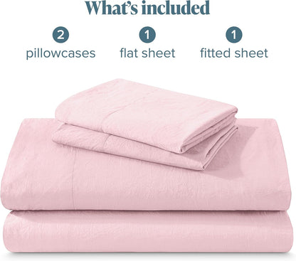 Washed Sheet Set 1800 Ultra-Soft (Queen, Dusty Pink)