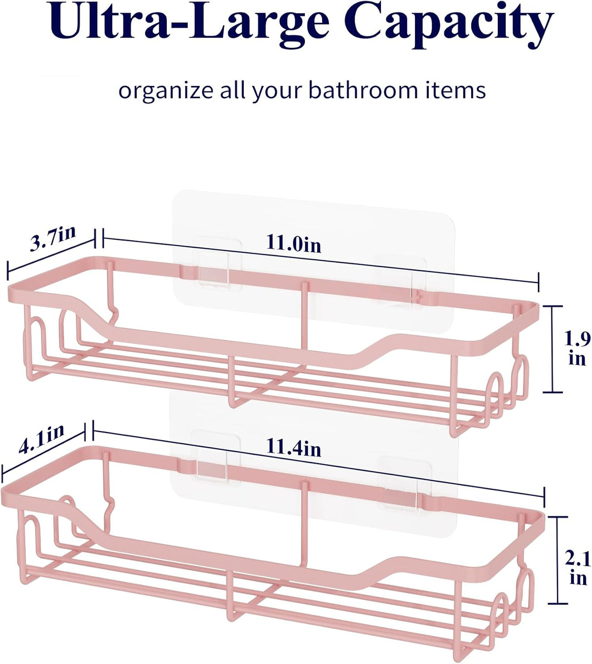 Shower Caddy, Adhesive Shower Organizer, Large, Pink