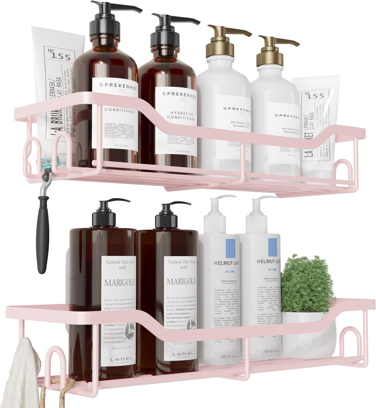 Shower Caddy, Adhesive Shower Organizer, Large, Pink