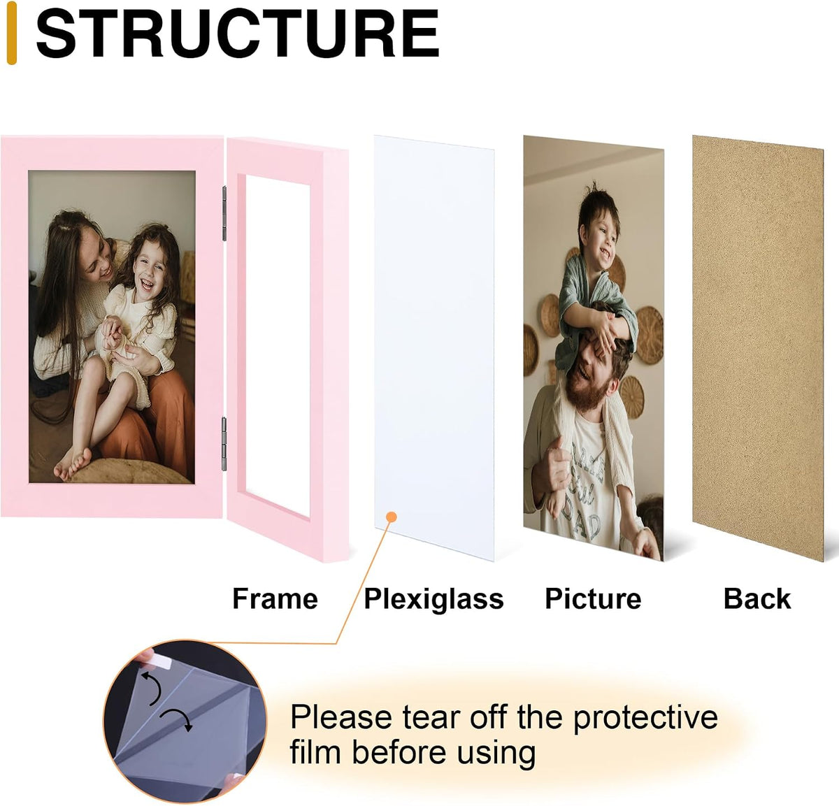 Double 4x6 Picture Frame Vertical, Pink