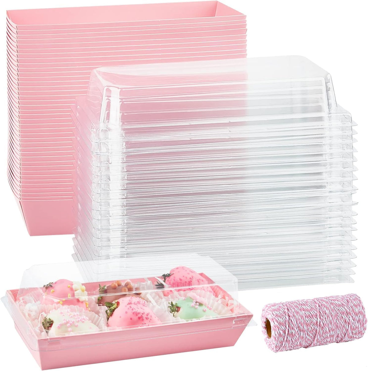 50 Pack 7.5"x3.3" Paper Charcuterie Boxes with Clear Lids