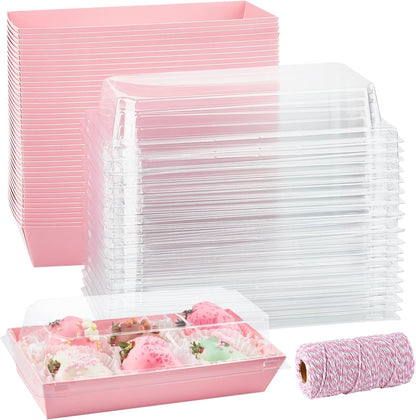 50 Pack 7.5"x3.3" Paper Charcuterie Boxes with Clear Lids
