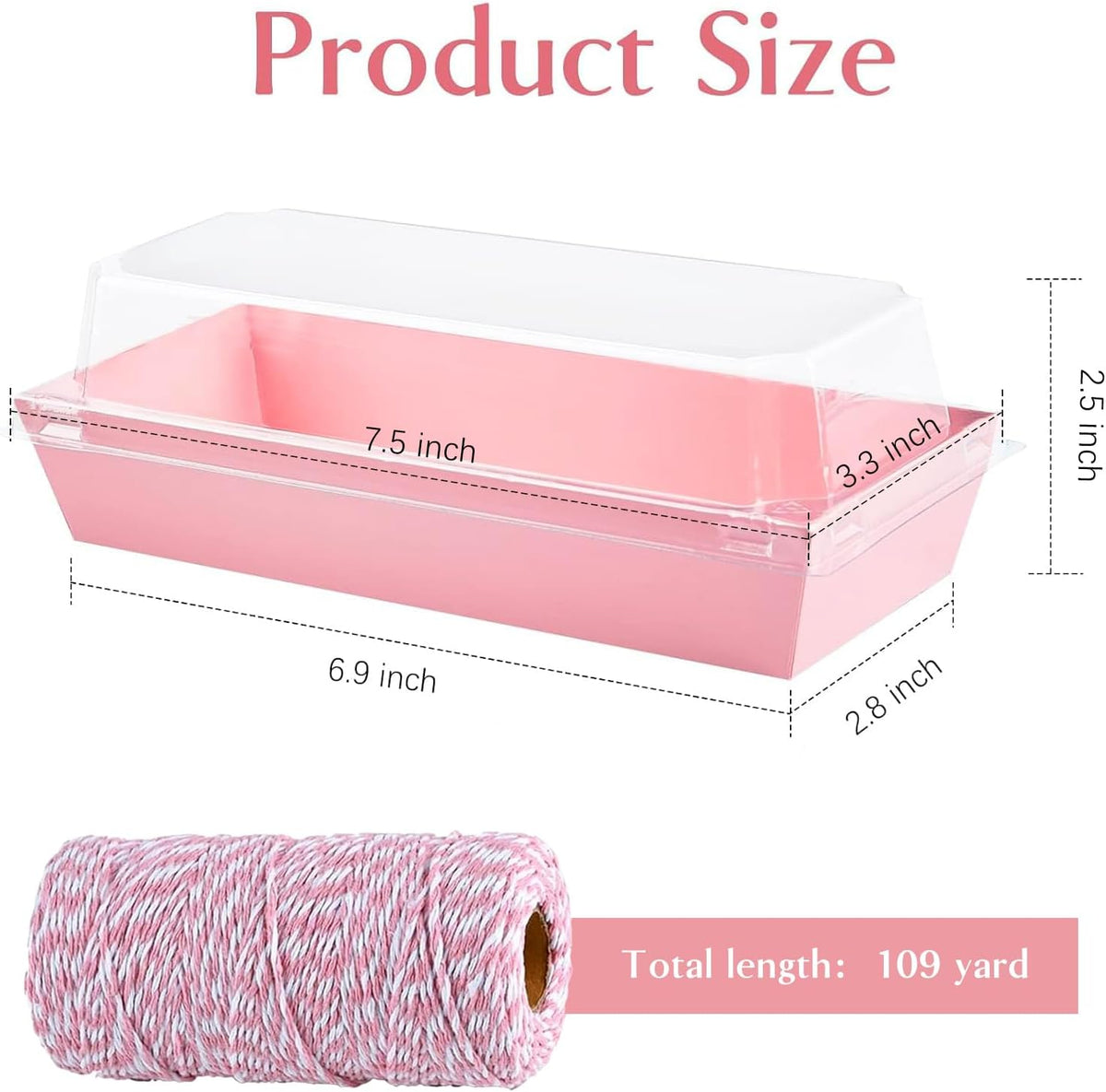 50 Pack 7.5"x3.3" Paper Charcuterie Boxes with Clear Lids