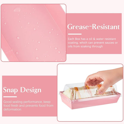 50 Pack 7.5"x3.3" Paper Charcuterie Boxes with Clear Lids