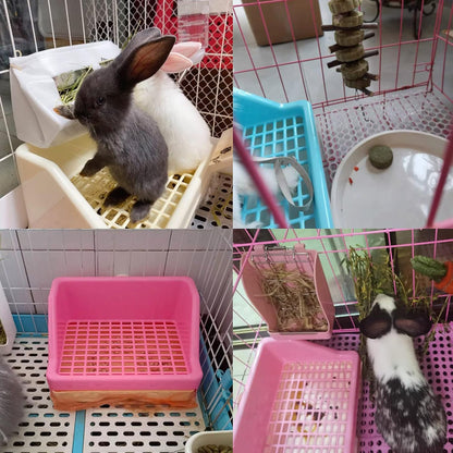 kathson Rabbit Litter Box Trainer Small Animal Potty Corner Toilet with Drawer Pet Cage Pan Litter Bedding Box for Adult Guinea Pig Hamster Bunny Ferret Galesaur Mouse Squirrel (Pink)