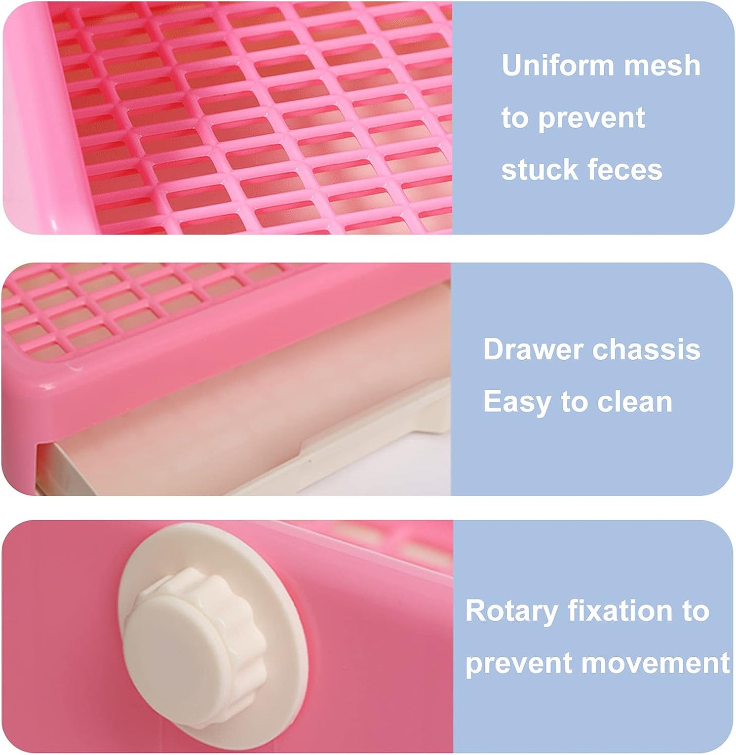 kathson Rabbit Litter Box Trainer Small Animal Potty Corner Toilet with Drawer Pet Cage Pan Litter Bedding Box for Adult Guinea Pig Hamster Bunny Ferret Galesaur Mouse Squirrel (Pink)