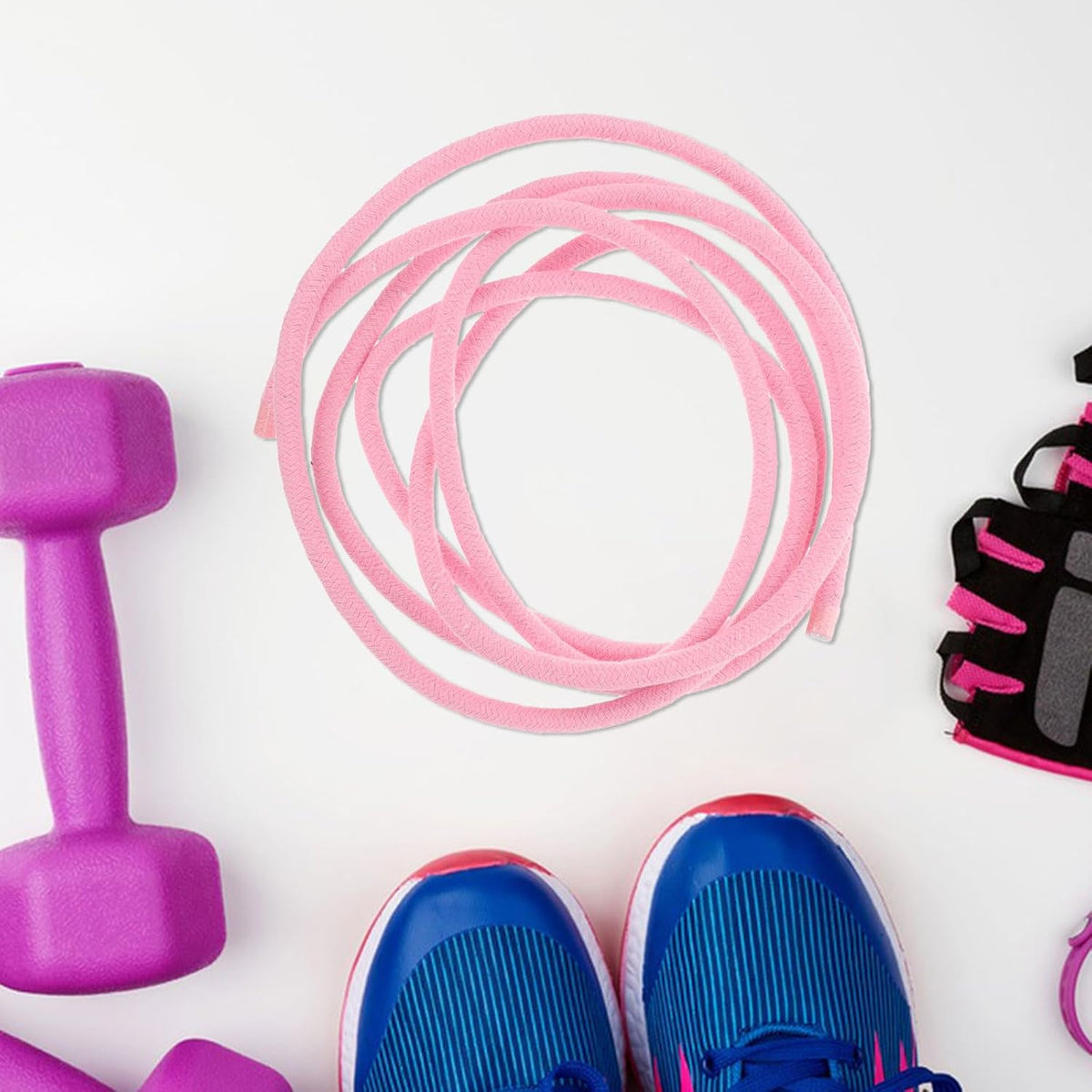 2pcs Fitness Jump Rope for Workout – 3 Meter Cotton Skipping Rope in Light Pink – Gym Exercise Equipment for Home and Outdoor Training