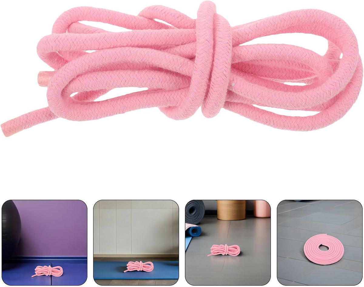 2pcs Fitness Jump Rope for Workout – 3 Meter Cotton Skipping Rope in Light Pink – Gym Exercise Equipment for Home and Outdoor Training