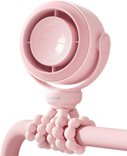 Portable Stroller Fan, Pinch-Proof Baby Fan - Pink