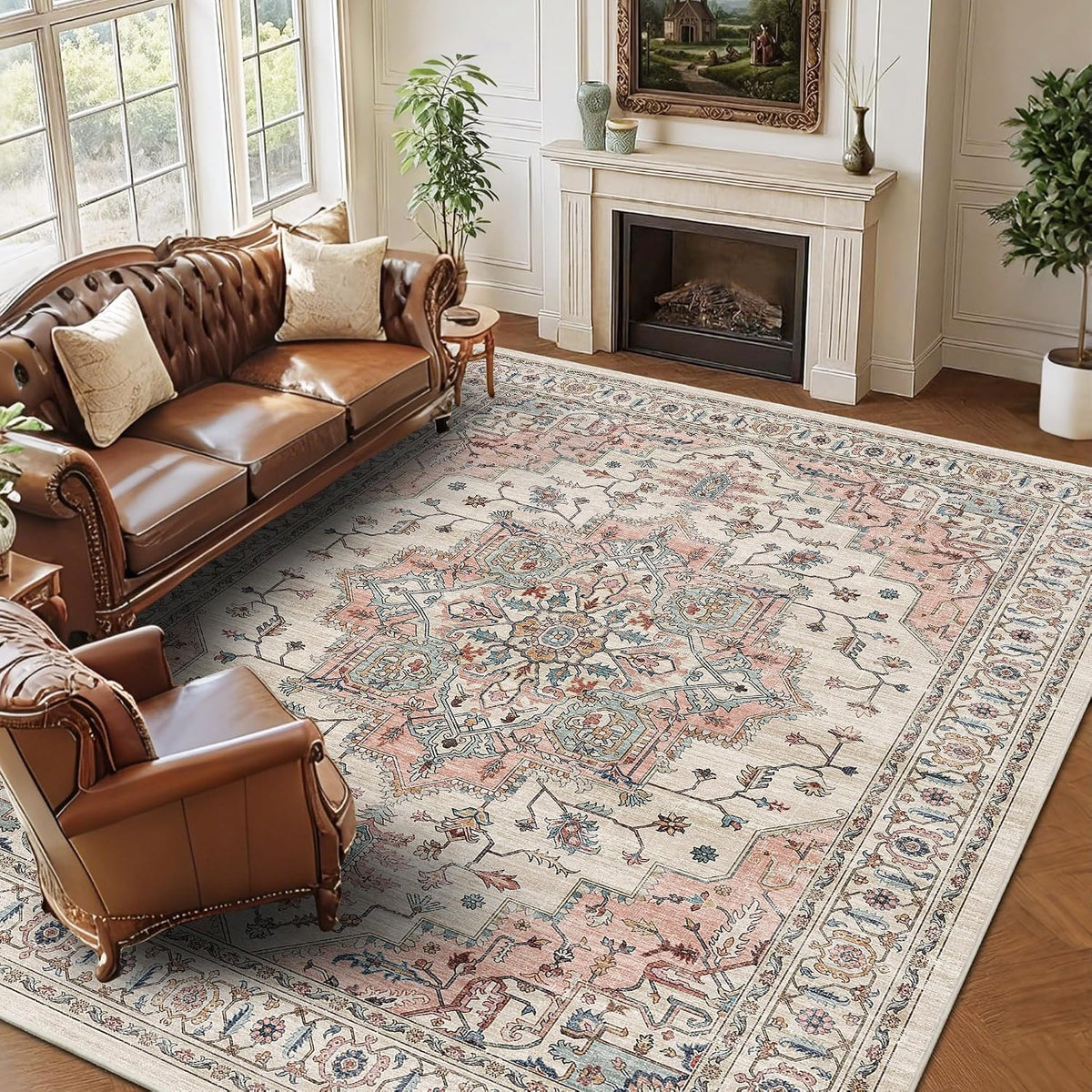 9x12 Area Rug for Living Room Large Washable Vintage Area Rug