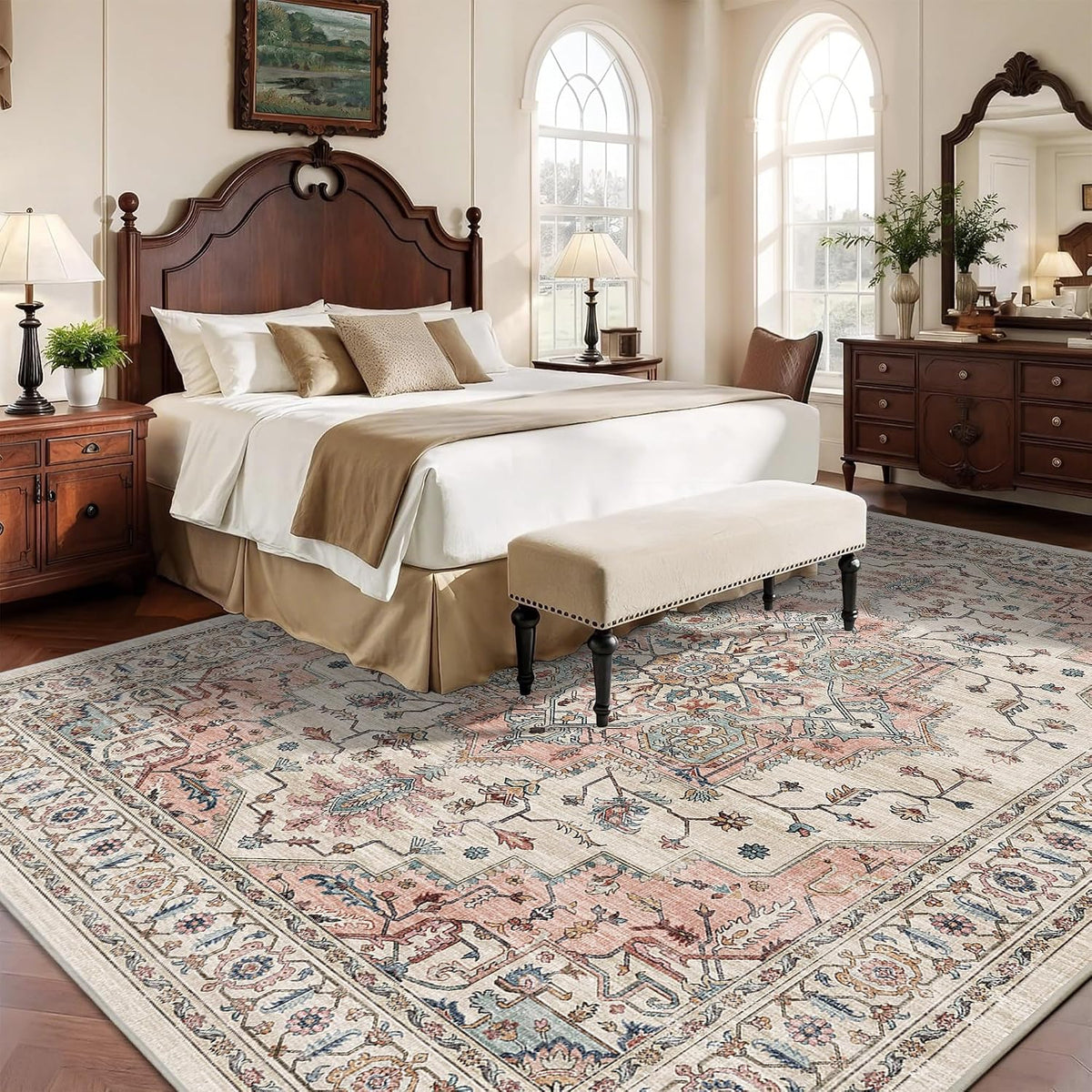 9x12 Area Rug for Living Room Large Washable Vintage Area Rug