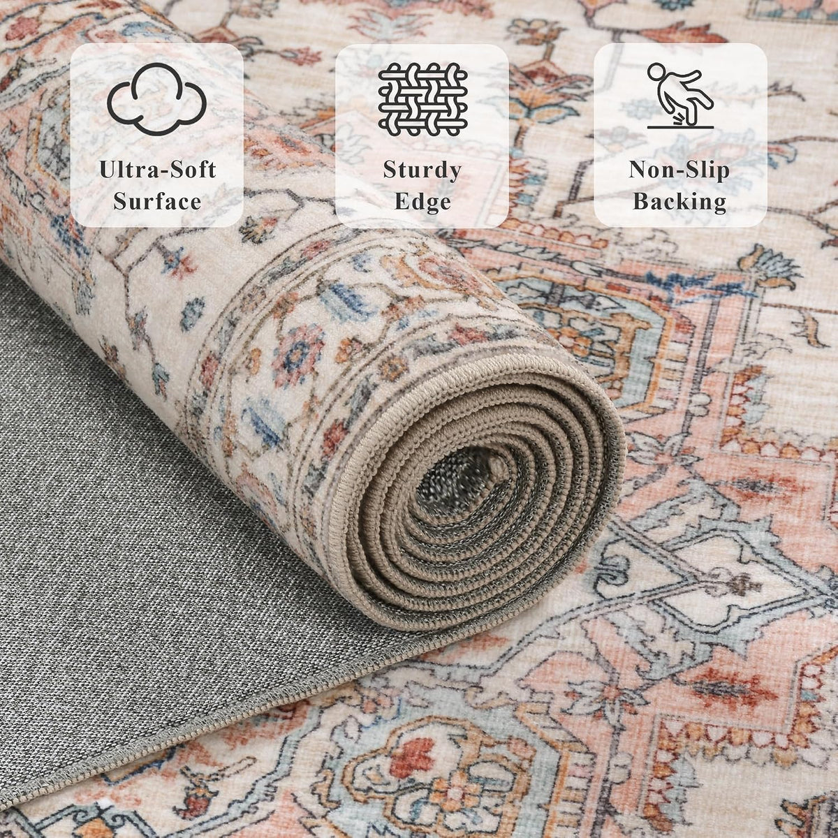 9x12 Area Rug for Living Room Large Washable Vintage Area Rug