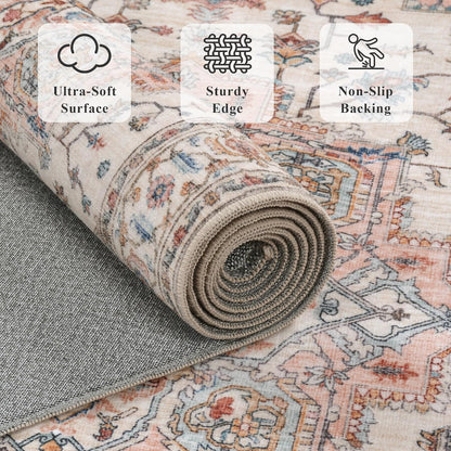 9x12 Area Rug for Living Room Large Washable Vintage Area Rug