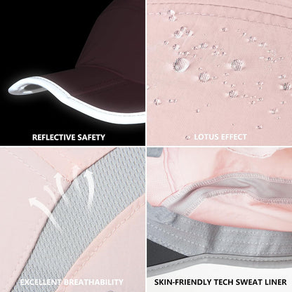 Reflective Folding Outdoor Hat Unstructured Design UPF 50+ Sun Protection Sport Hats for Womens and Mens