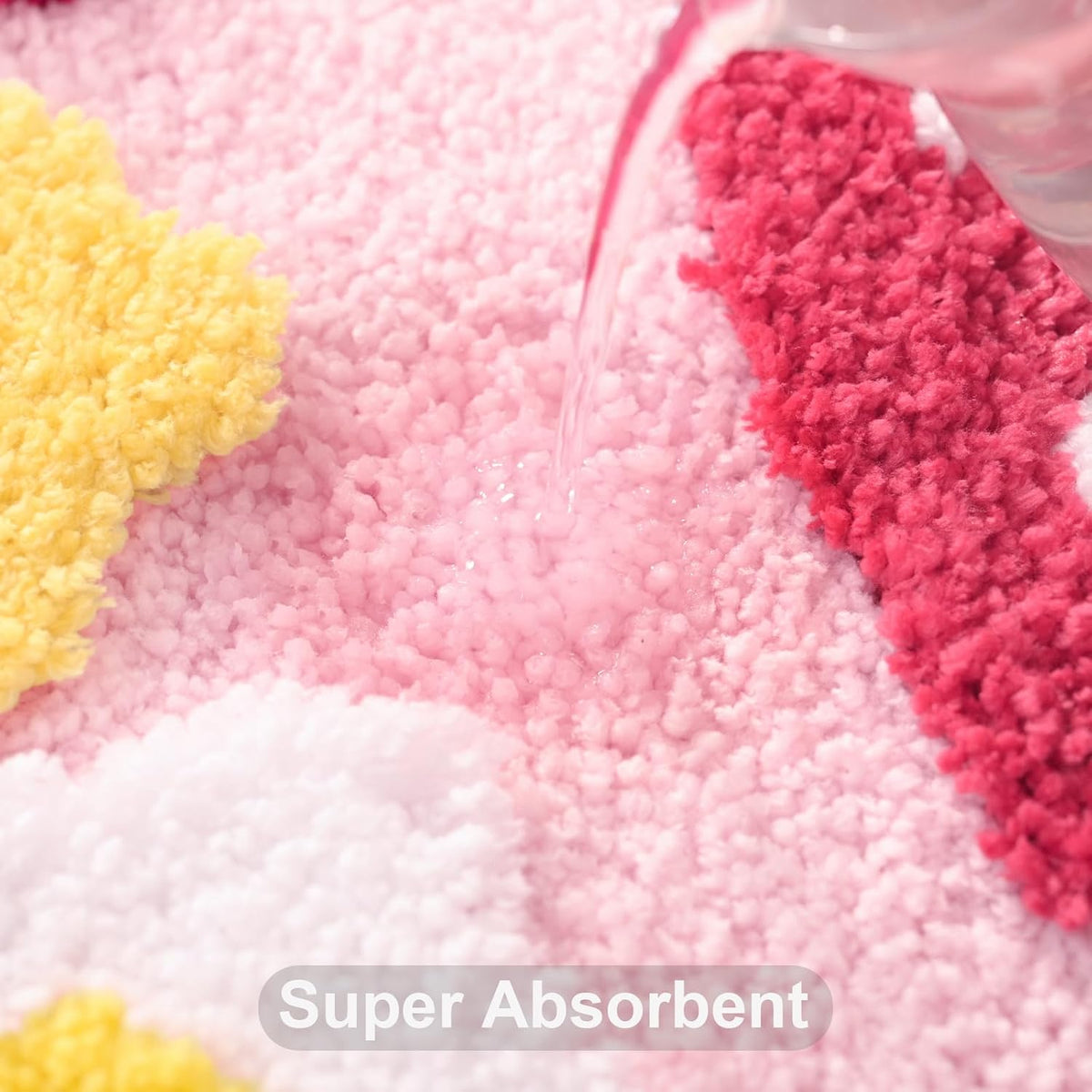 Anybar U-Shaped Toilet Rug 20x24'' - Super Soft Absorbent Bathroom Mat with Cute Strawberry & Flower Design, Non-Slip Quick-Dry Washable Contour Rug for Toilet, Bath Mats for Bathroom Decor（Pink）