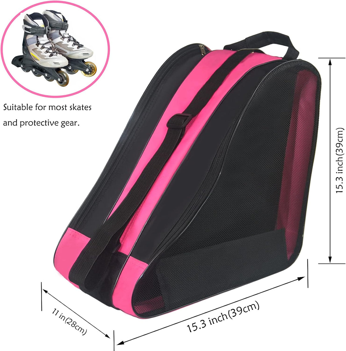 Roller Skate Bag,Adjustable Shoulder Strap ice Skate Bags for Girls Boys and Adults,Large Capacity Breathable Skate Bags Fit Quad Skates,Inline Skates,Roller Skates and Most Skate Accessories