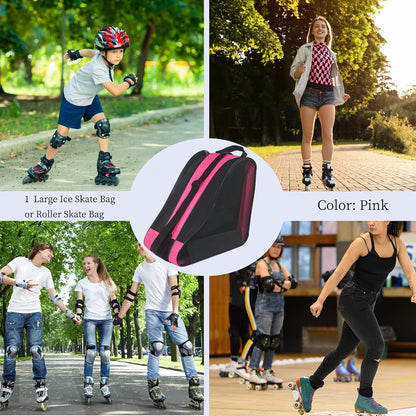 Roller Skate Bag,Adjustable Shoulder Strap ice Skate Bags for Girls Boys and Adults,Large Capacity Breathable Skate Bags Fit Quad Skates,Inline Skates,Roller Skates and Most Skate Accessories