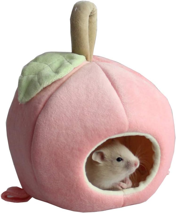 Pet Winter Hanging Fruit House Hammock Warm Bed Nest Accessories for Hamster Guinea Pig Hedgehog Chinchilla Hamster and Small Animals (Pink)