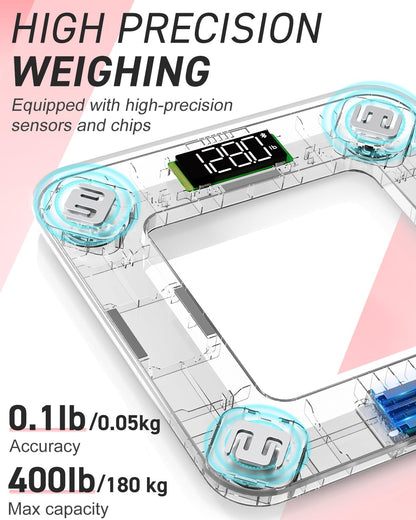 INSMART Smart Scale for Body Weight, 0.1lb High Accuracy, 24 Metrics